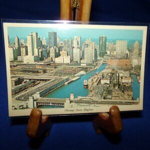 Vintage Full Color Photo Postcard - River Skyline  - Chicago, Illinois